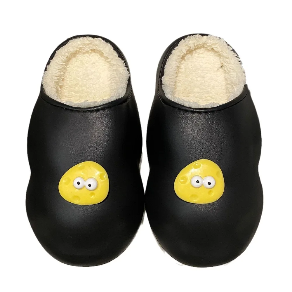 New Autumn and Winter Cotton Slippers Women's Non-Slip Waterproof down Insulated Cotton-Padded Shoes Men's Thermal Home