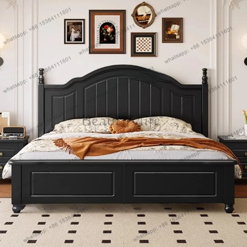 YJ Design Wooden Bed Modern Headboards European Sleeping Bedroom Queen Luxury Bed Single Simple Letto Matrimoniale Home Furnitur