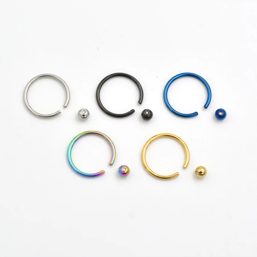 1 Pc Surgical Steel Ball Hoop Earrings Captive Bead Ring BCR Ear Bone Nail Clip Septum Helix Cartilage Body Piercing Jewelry