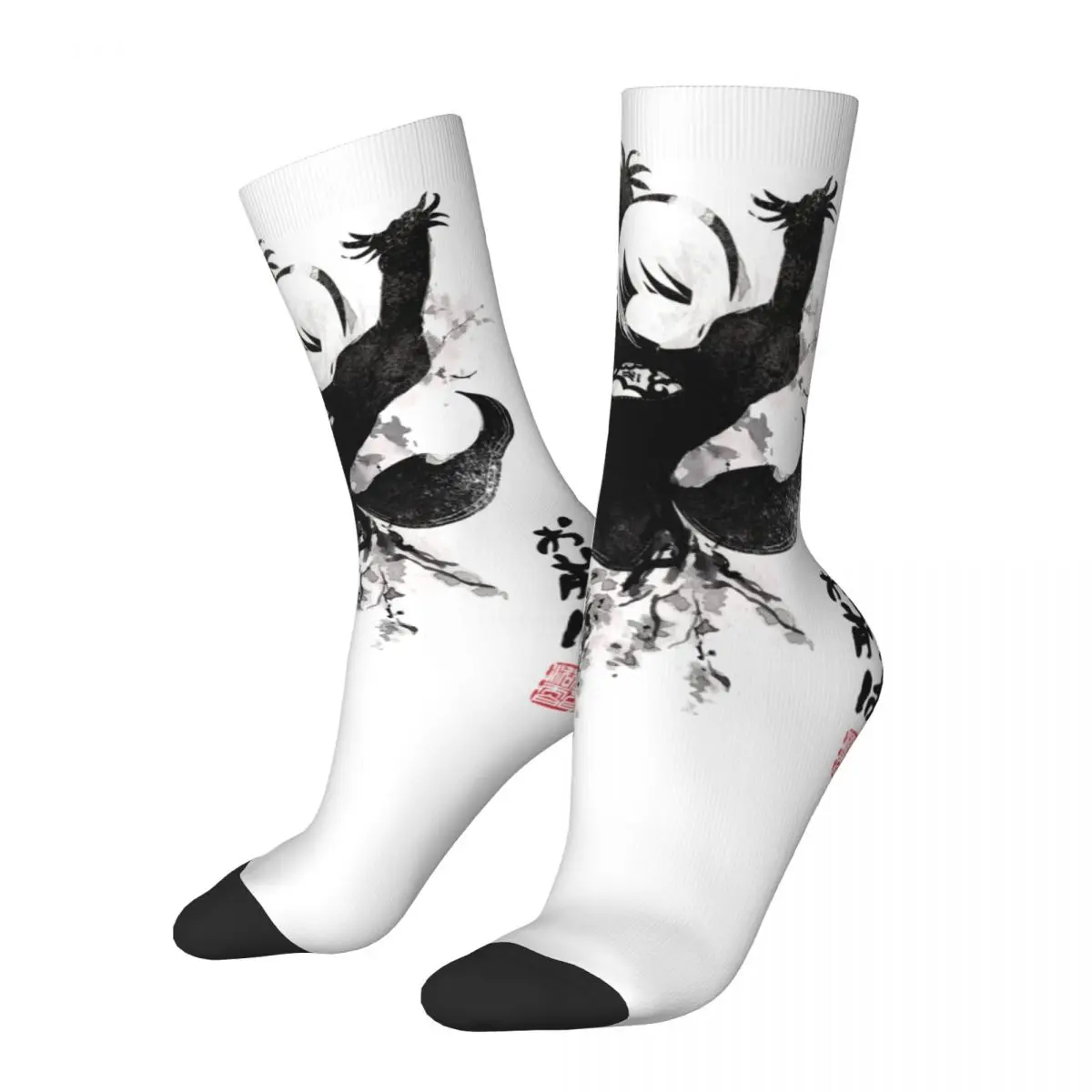 Autumn Winter Funny Unisex NieR Automata 2B Japan Ink Socks Game Waifu Non-slip Football Socks