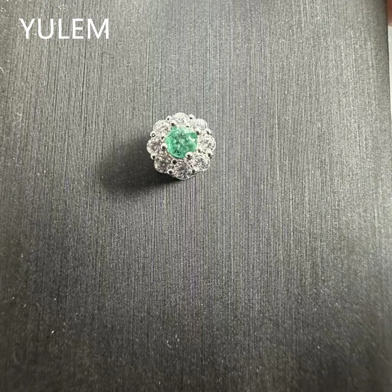 YULEM 3mm Round Cut Natural Emerald with Silver 925 Pendant for Women Daily Wear Fine Jewelry Gift