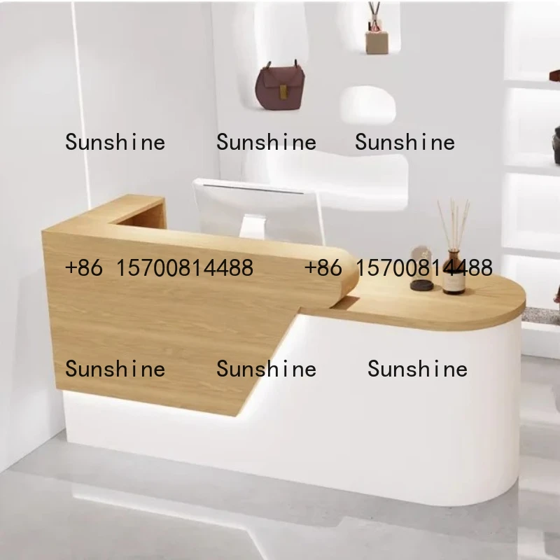 Simple Modern Clothing Store Cashier Counter Natural Wood Reception Desk