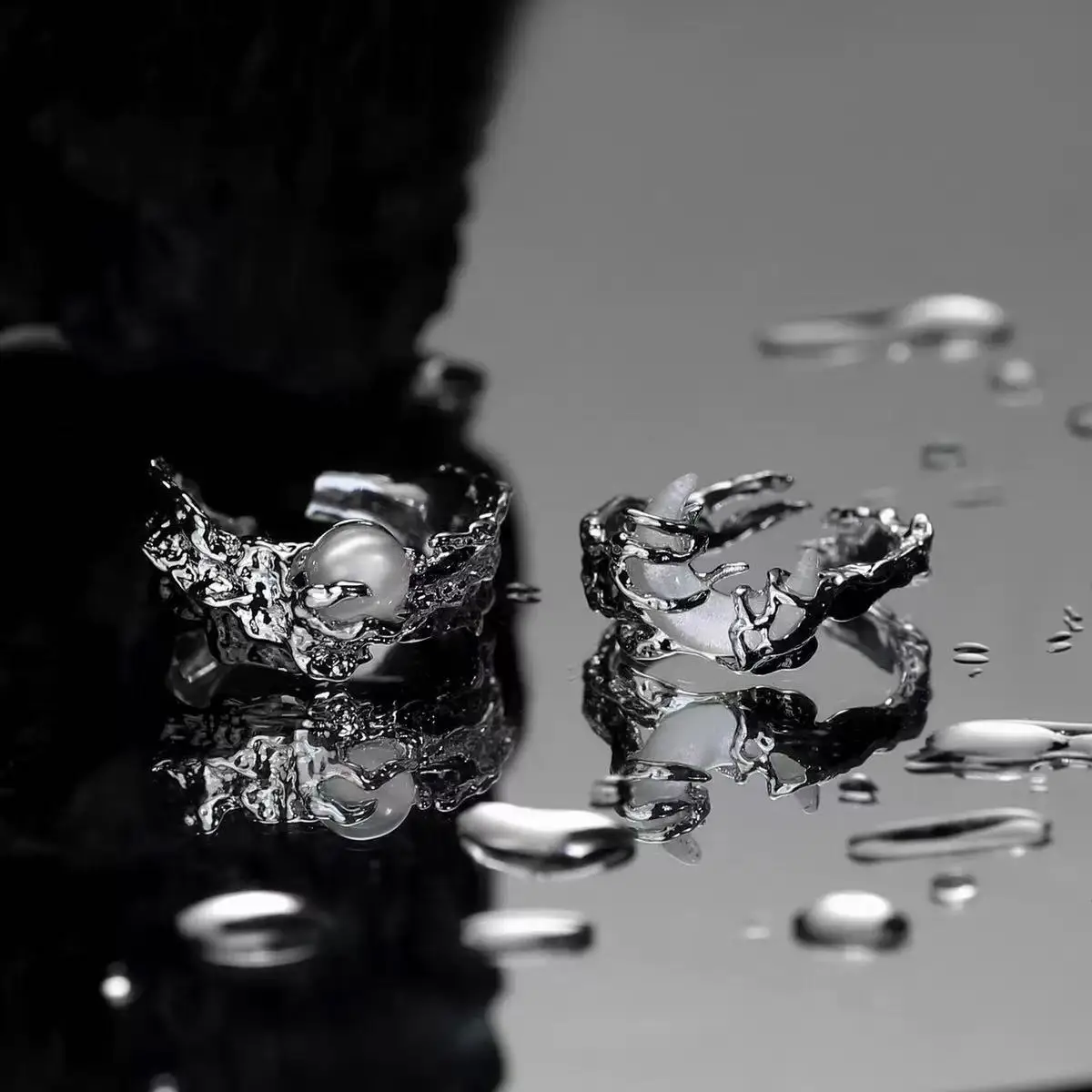 2/1 قطعة غير النظامية الشمس القمر الدائري مع الملمس الصغير ضوء المجوهرات الفاخرة حلقة مفتوحة المعادن موضة ريترو السيدات مجوهرات Y2K مجوهرات