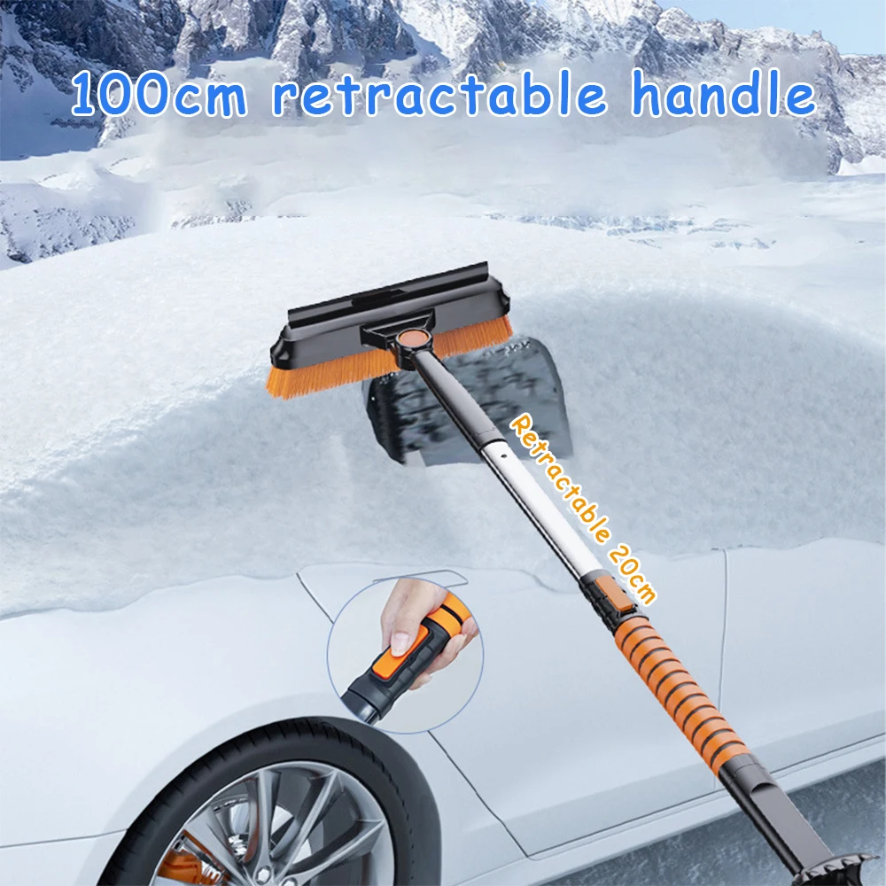 kkjoy 1 Set Car Glass Winter Ice Remover Brush Shovel – Retractable Design for One-Step Ice & Snow Cleaning