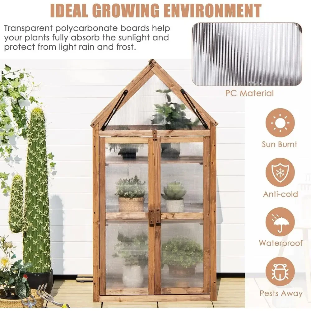 Portable Greenhouse Planter with 3 Adjustable Shelves, Suitable for Indoor or Outdoor Use (27 L x 16 W x 58 H)