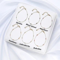 2 mm Natural Seashells Bracelet on Hand for Women with Natural Stone Amethyst Handwork Bangles Gift Party Bts Adjustable