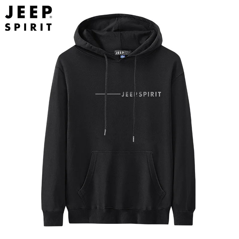 JEEP SPIRIT sweater men spring autumn new fashion all-match loose breathable hooded top sports casual long-sleeved sweatshirts