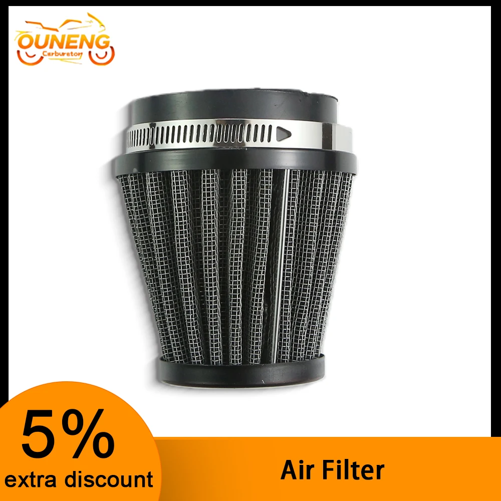 Universal 54mm Black High Performance Cone Air Filter With Clamp For 125cc 150cc 200cc 250cc Motorcycle Scooter ATV Quad Bike