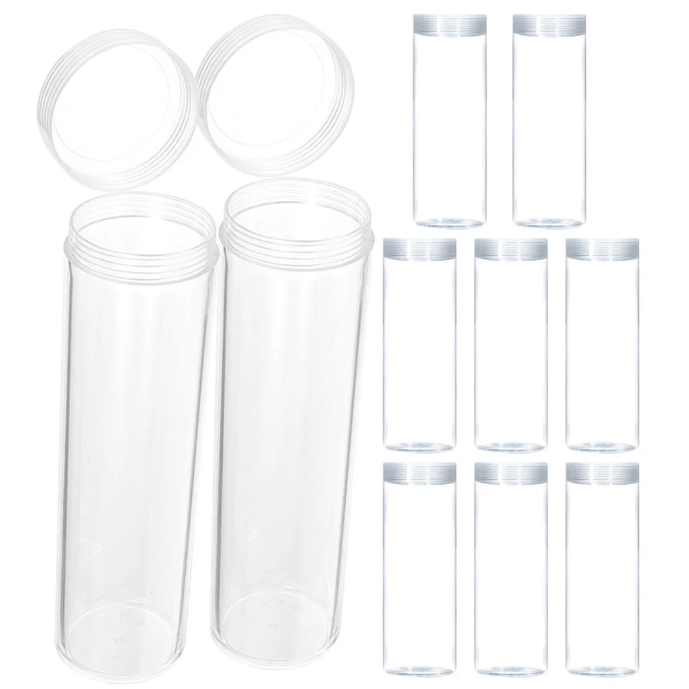 Coin Storage Tubes Colecionáveis, Coletando Suporte, Recipiente, 10Pcs