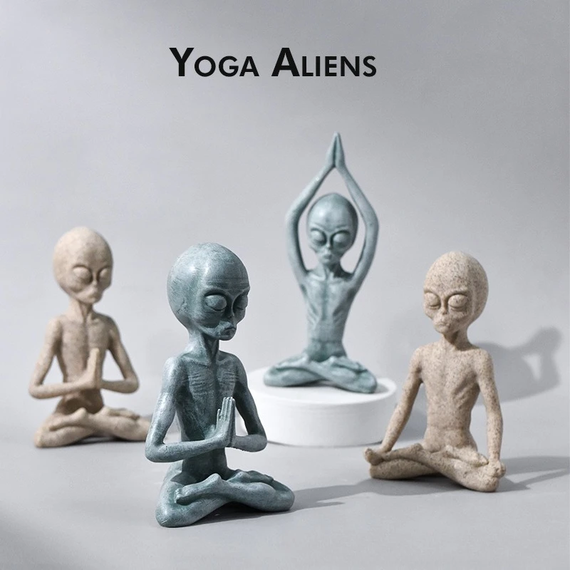 

Resin Alien Yoga Figure Unique Design Home Decor Desktop Accessory Creative Ornament Collectible Cartoon Character Anime Statue