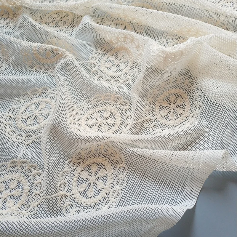 Hollow Mesh Lace Embroidered Sunflower Fabric Lace Fabric for Wedding Dress Clothing Sewing Accessories