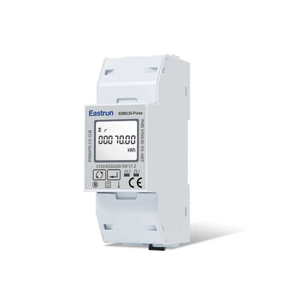 SDM230-Pulse CE 100A Single phase din rail energy meter watt-hour kwh meter, PV solar power meter MID