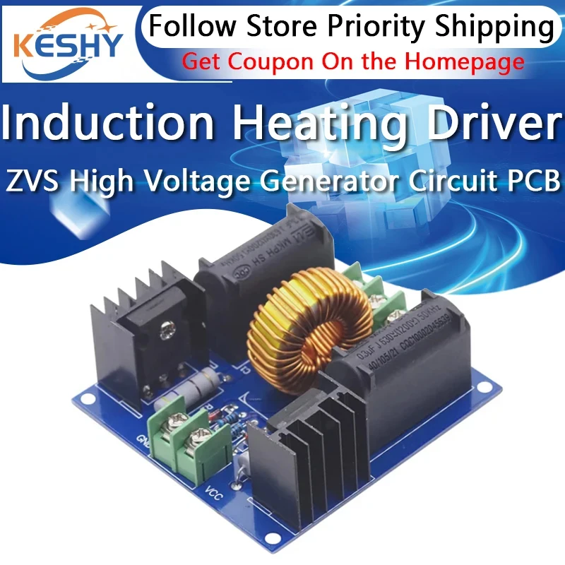 ZVS DC 12-30V 30-50KHz Inductie Verwarming Driver Board Hoogspanning Generator Circuit PCB Inductie verwarming Board Module
