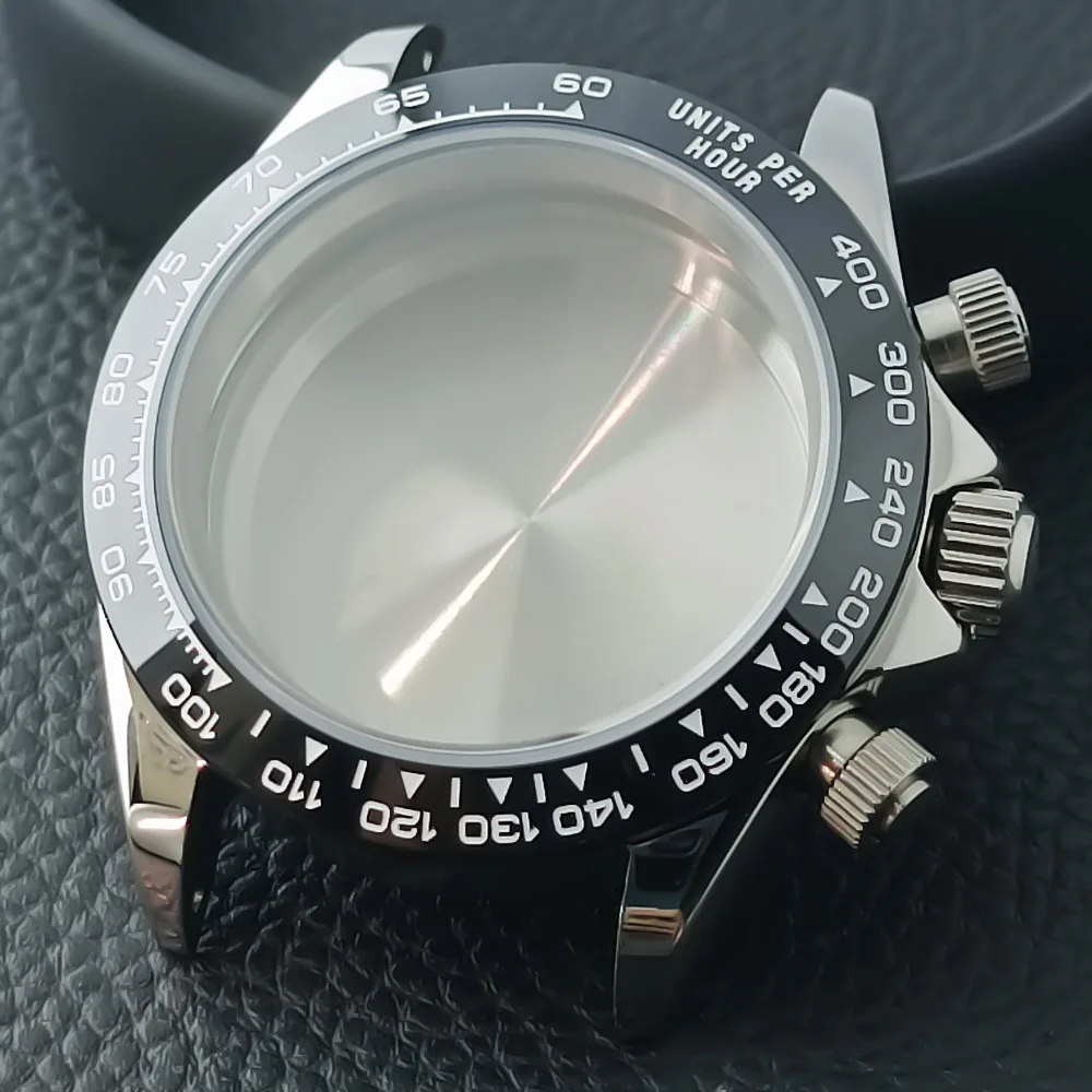 Caja de accesorios para reloj de lujo para hombre de 39,3 mm, movimiento automático VK63, cristal de zafiro, bisel de cerámica, acero inoxidable chapado en oro PVD ca