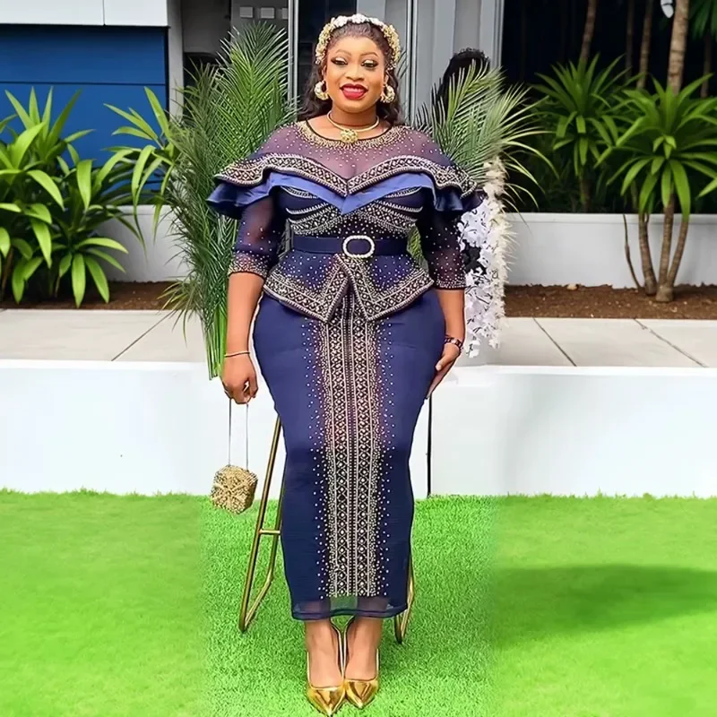 2025 Elegant African Dresses For Women Africa Clothing Plus Size Spring Wedding Party Long Dress Dashiki Ankara Outfits Robe