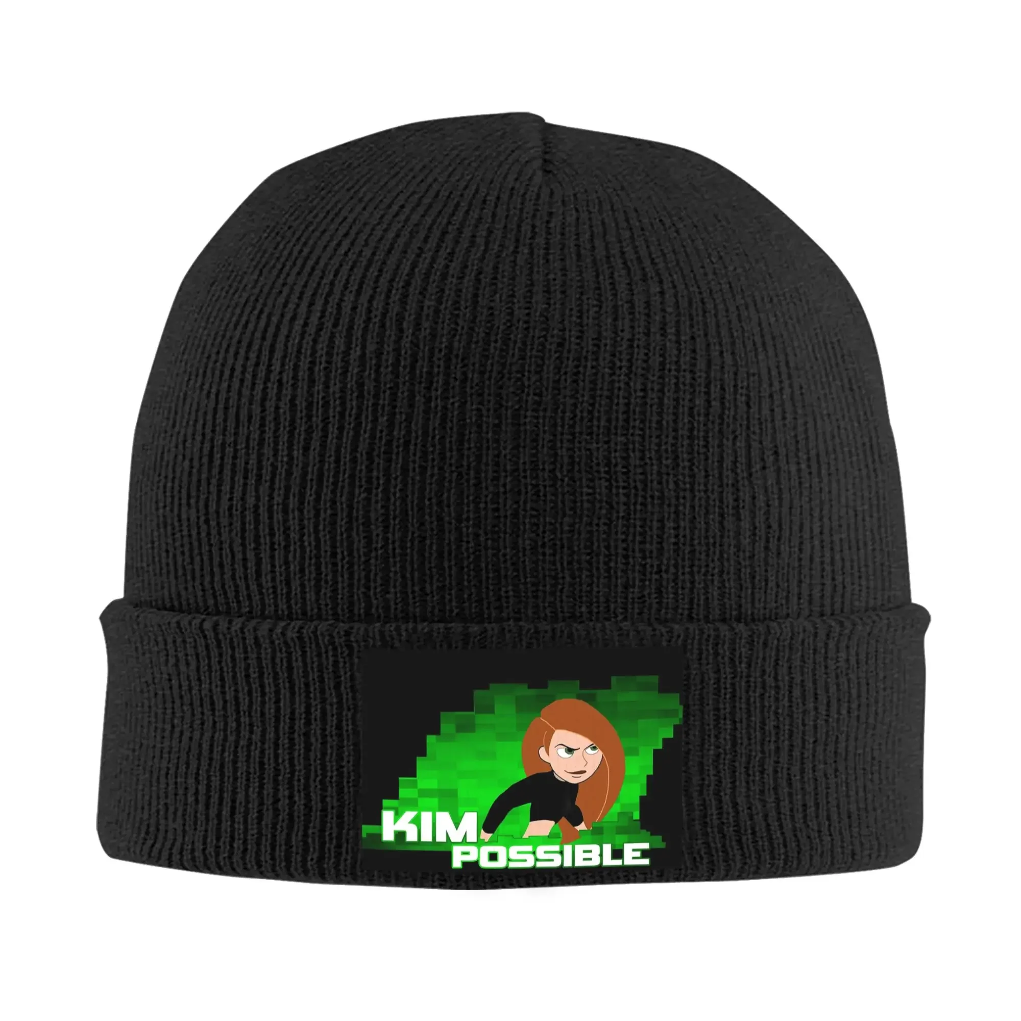 Kim possible anime green light Warm Knitted Cap Winter Knit Bonnet Hat Skullies Beanies Hip Hop Caps for Unisex