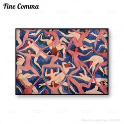 Modern Wall Art Women Dancing Vintage Painting Poster Emanuel Frinta Bez Nazvu Canvas Print Pink Blue Picture Home Decoration