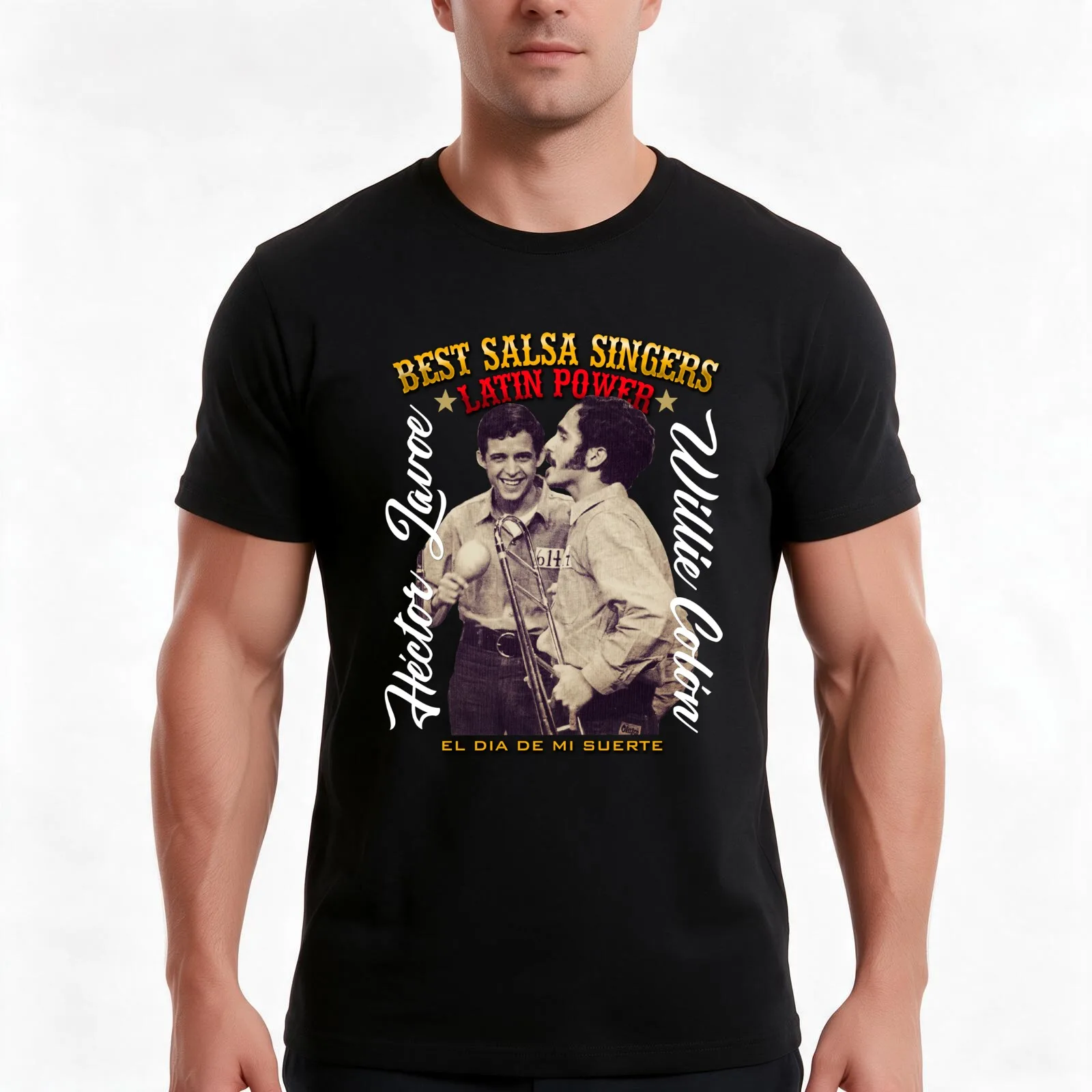 Willie Colon, Hector Lavoe - El dia de mi Suerte. Fania T-Shirt, Summer Casual Cotton Tee, Oversized Streetwear Tops
