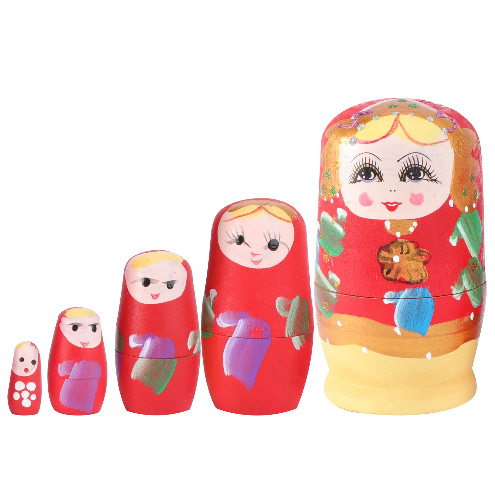 

5 Pcs Matryoshka Traditional Russian Toy Santa Nesting Christmas Babushka Dolls Animals Stacking Festival Gift Scarf Child