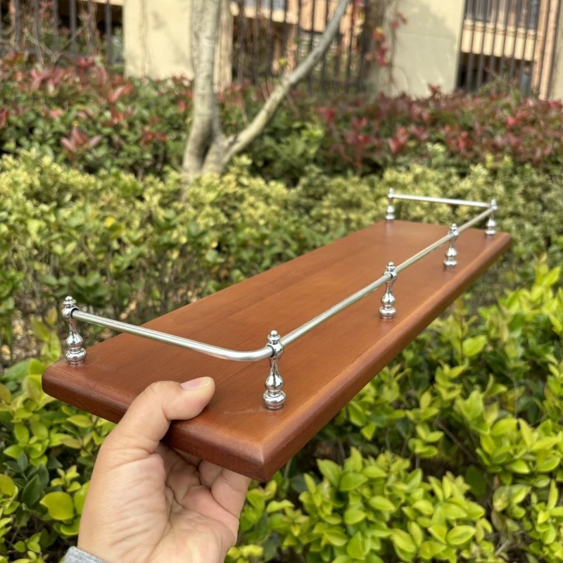 Retro Bathroom Accessories Solid Wood Rubber Wood Wall Shelves Rust Proof Shelf Moisture Proof Home and Organization Household