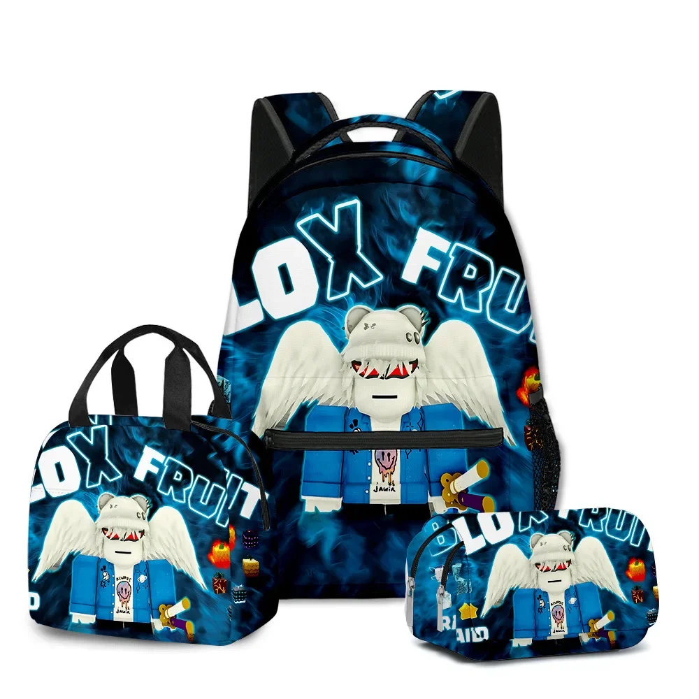 3D ROBLOX Game Blox Fruits Primary and Secondary School Students Schoolbag Backpack Lunch Bag Pencil Bag School Bag Mochila