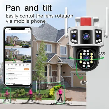 LLSEE YOOSEE 듀얼 렌즈, 듀얼 스크린, 와이파이, CCTV 풀 컬러, 고화질 보안 카메라, 8MP,IP 카메라, 와이파이 방수 CCTV