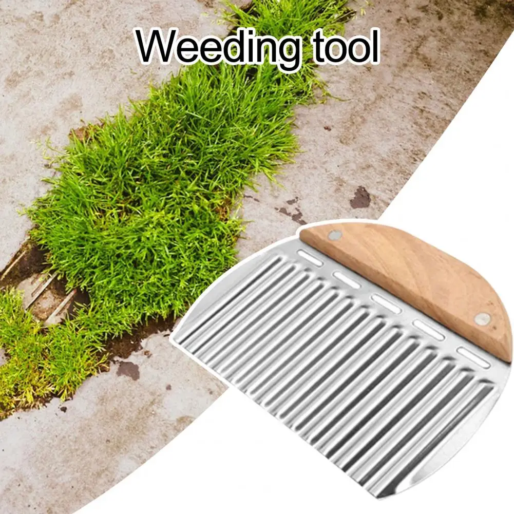 Block Gap Weeder Stainless Steel Blade Weeding Tool for Sidewalks Stones Weeder with Wooden Handle for Pedestrian for Sidewalks