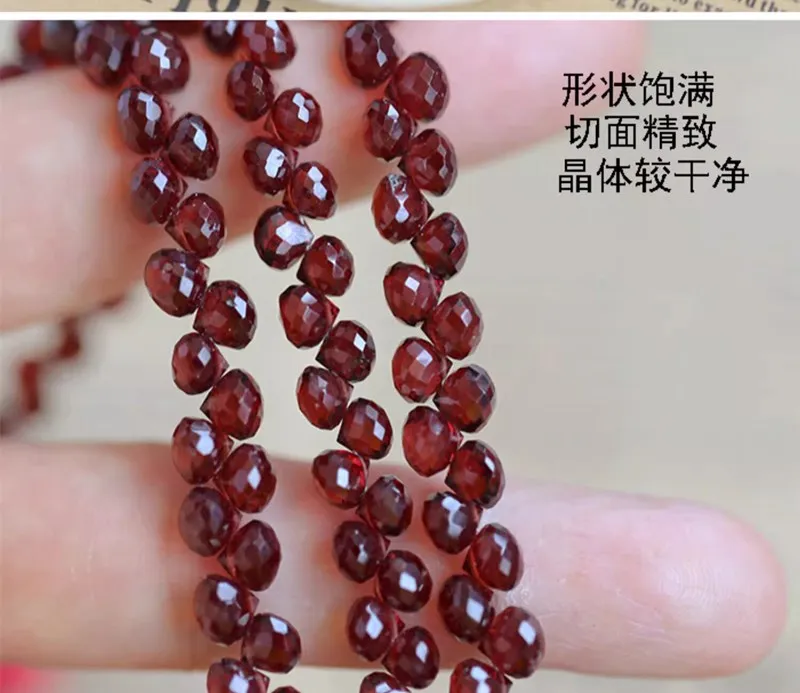 

loose beads red Garnet faceted onion shape 5-6mm 20cm for DIY jewelry making FPPJ wholesale beads nature