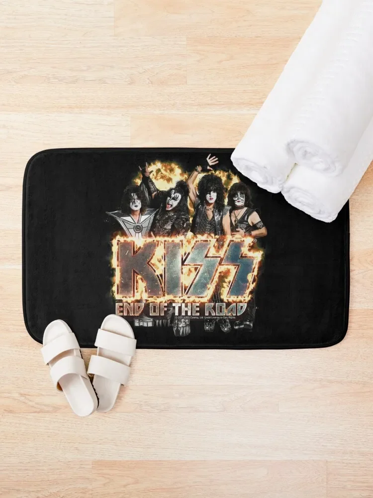 KISS ? the band - End of the Road on Fire Logo Bath Mat House Interior Entrance Foot Bathroom Mat