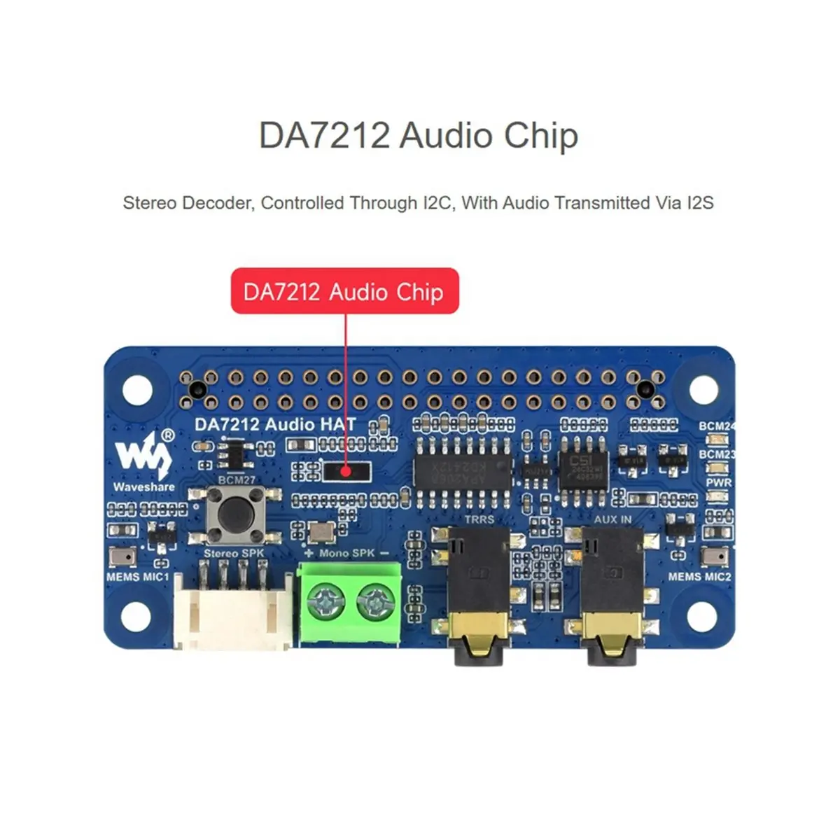 THANKSGIVING DAY Waveshare DA7212 I2S Audio Board for Raspberry Pi Stereo Encoding/Decoding+Dual Microphones for Raspberry Pi