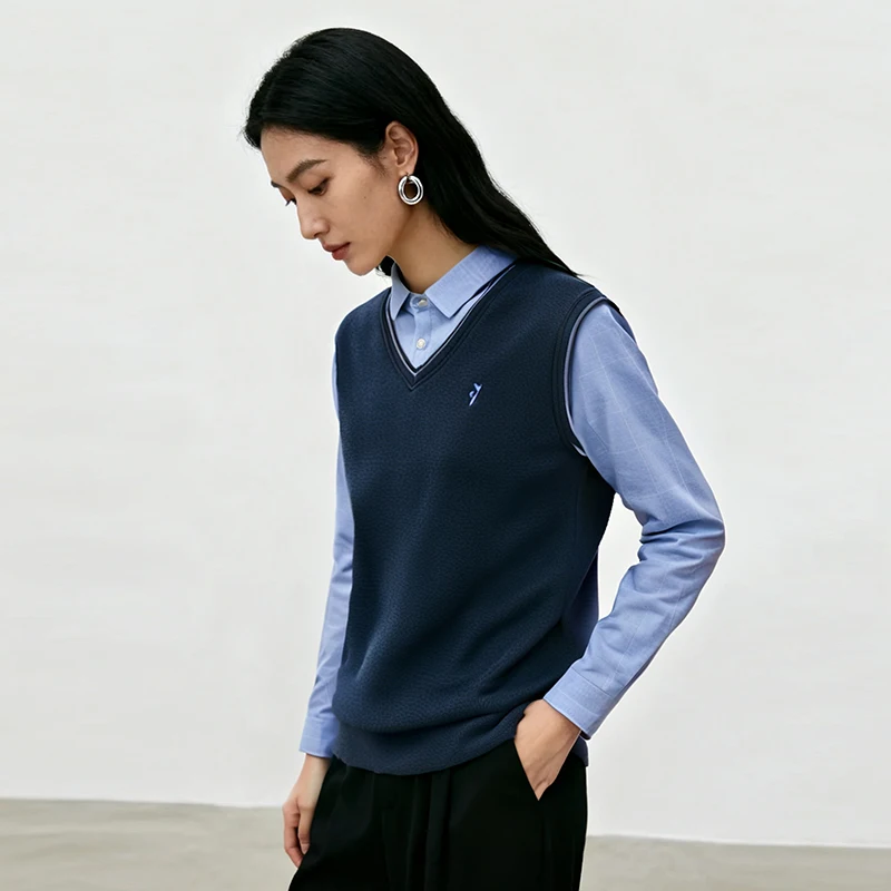 

Удобный мягкий женский вязаный свитер с двойным воротником и эффектом двухслойности, весна-осень, новый стиль, повседневный, свободный крой, трикотажный...