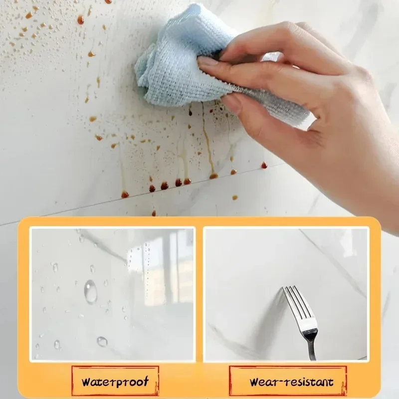 10PCS Self Adhesive Marble Look Floor Tiles Thickened Wear Resistant PVC Stickers for Household Room Renovation Easy to Install