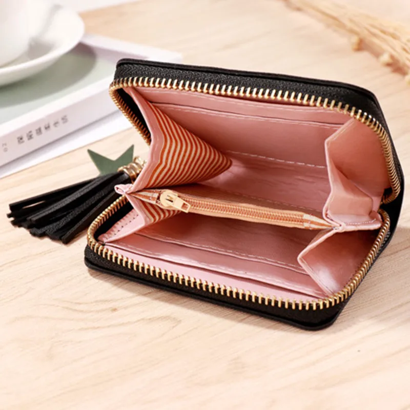 2024 New Wallet Women Ladies Mini Tassel Wallets Cute Short Zipper Lovely Pu Leather Coin Purse Female Hand Wallet Cartera