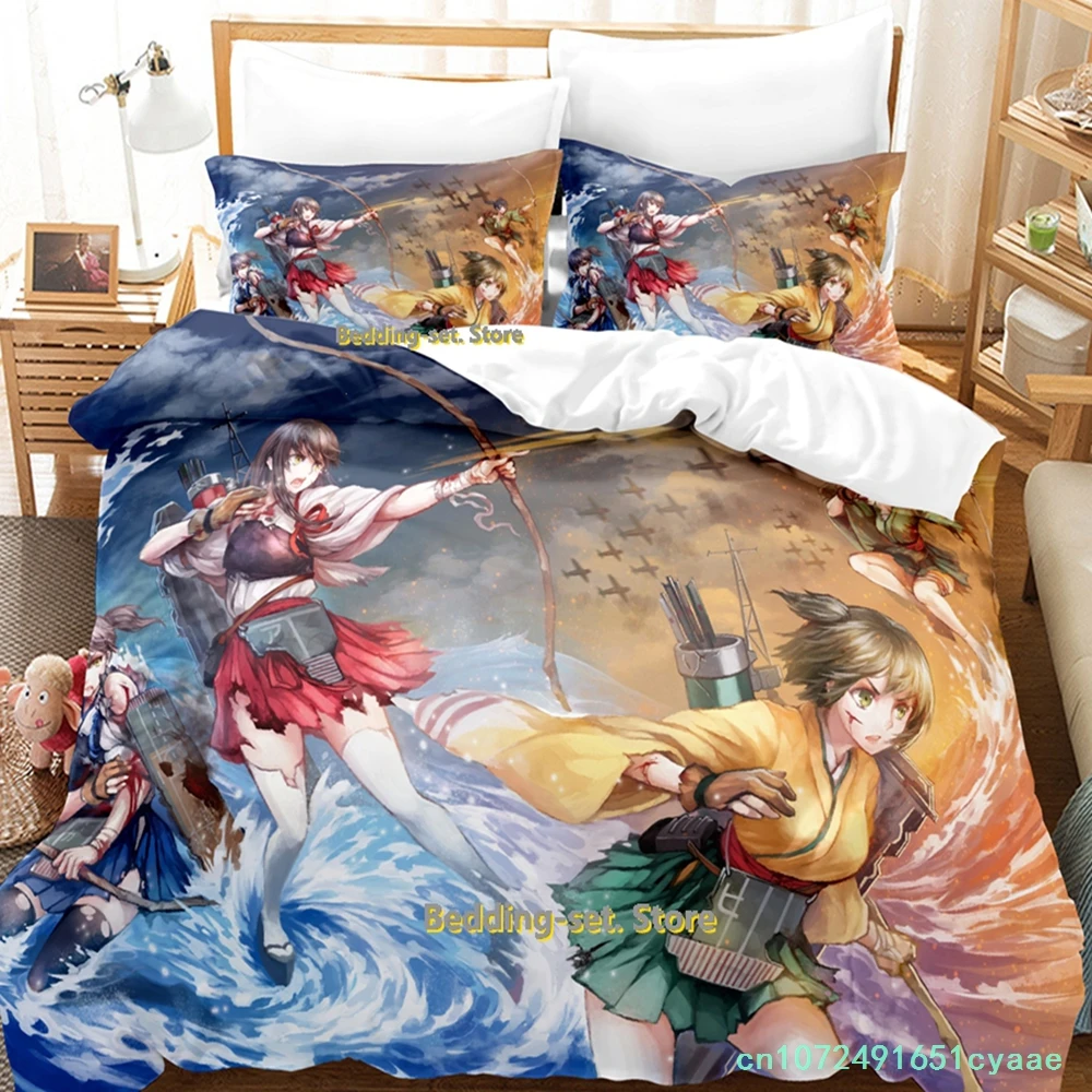 2024 Kantai Collection Bedding Set Single Twin Full Queen King Size Bed Set Adult Kid Bedroom Duvetcover Set Anime Bed Sheet Set