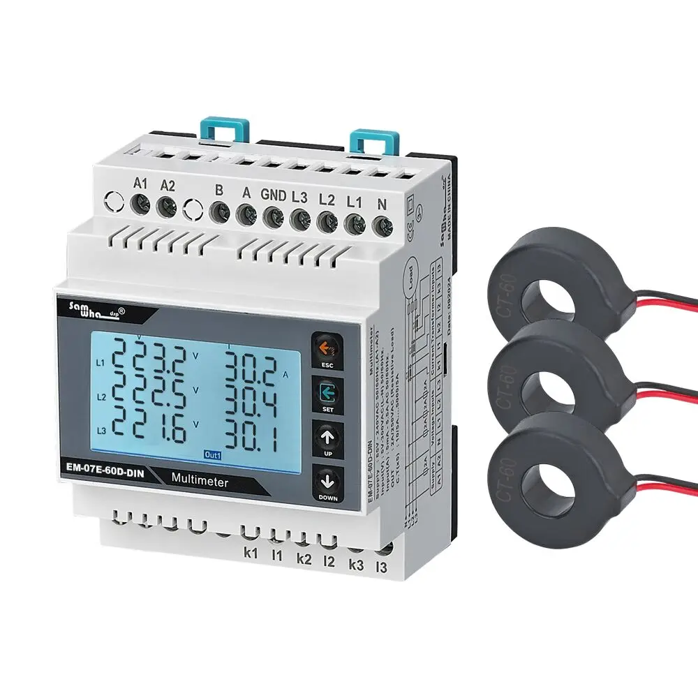 Samwha-Dsp EM-07E-XXD-DIN Voltage, Current, Frequency, Apparent Power, Protect Multimeter, 3P&4W