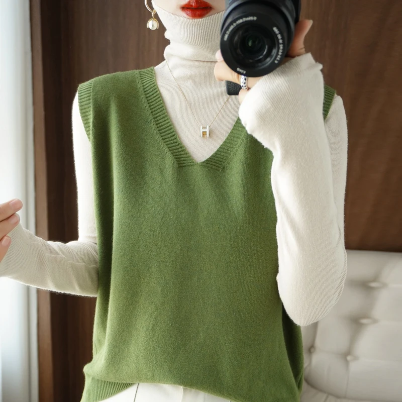 Sleeveless Knitted Vest Women's Pullover Loose Leisure Outside The Sleeveless Sweater Spring And Autumn New Style