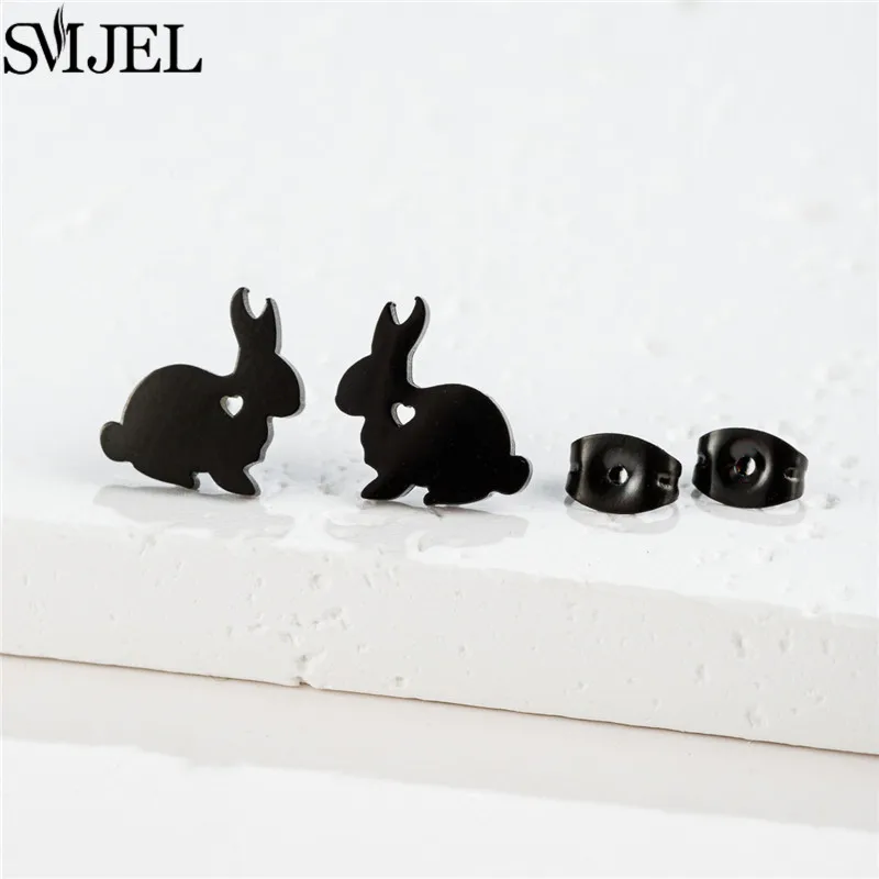 Fashion Stainless Steel Animal Cartilage Piercing Stud Earrings for Women Cute Fish Swallow Penguin Bunny Earings Body Jewelry
