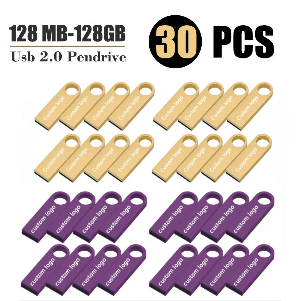 

30pcs/lot High Speed Pendrive Usb Flash Drive 32gb 64gb 128gb 256gb Memory Stick 4gb 8gb 16gb Metal Flash Usb2.0 Stick Free Logo