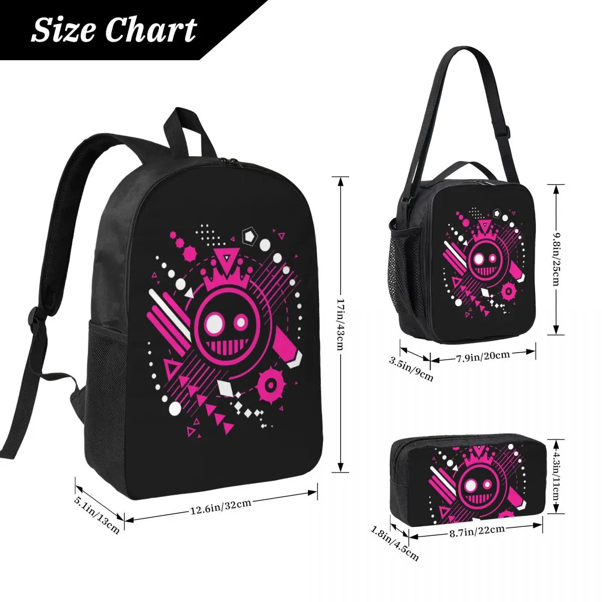 Just Shapes And Beats Blixer Backpack Boys Girls BookBag School Bag Computer Shoulder Bags 3ps Insulated Lunch Bag Pencil Case