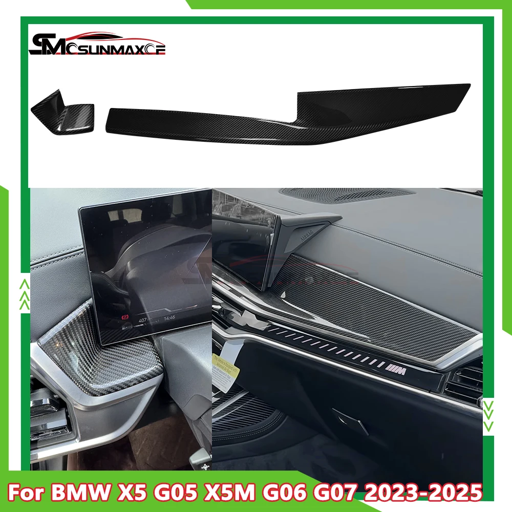 

for Bmw X5 G05 X7 G07 M60i Real Carbon Fiber Central Control Instrument Panel Decorative Cover Car Interior Accessories