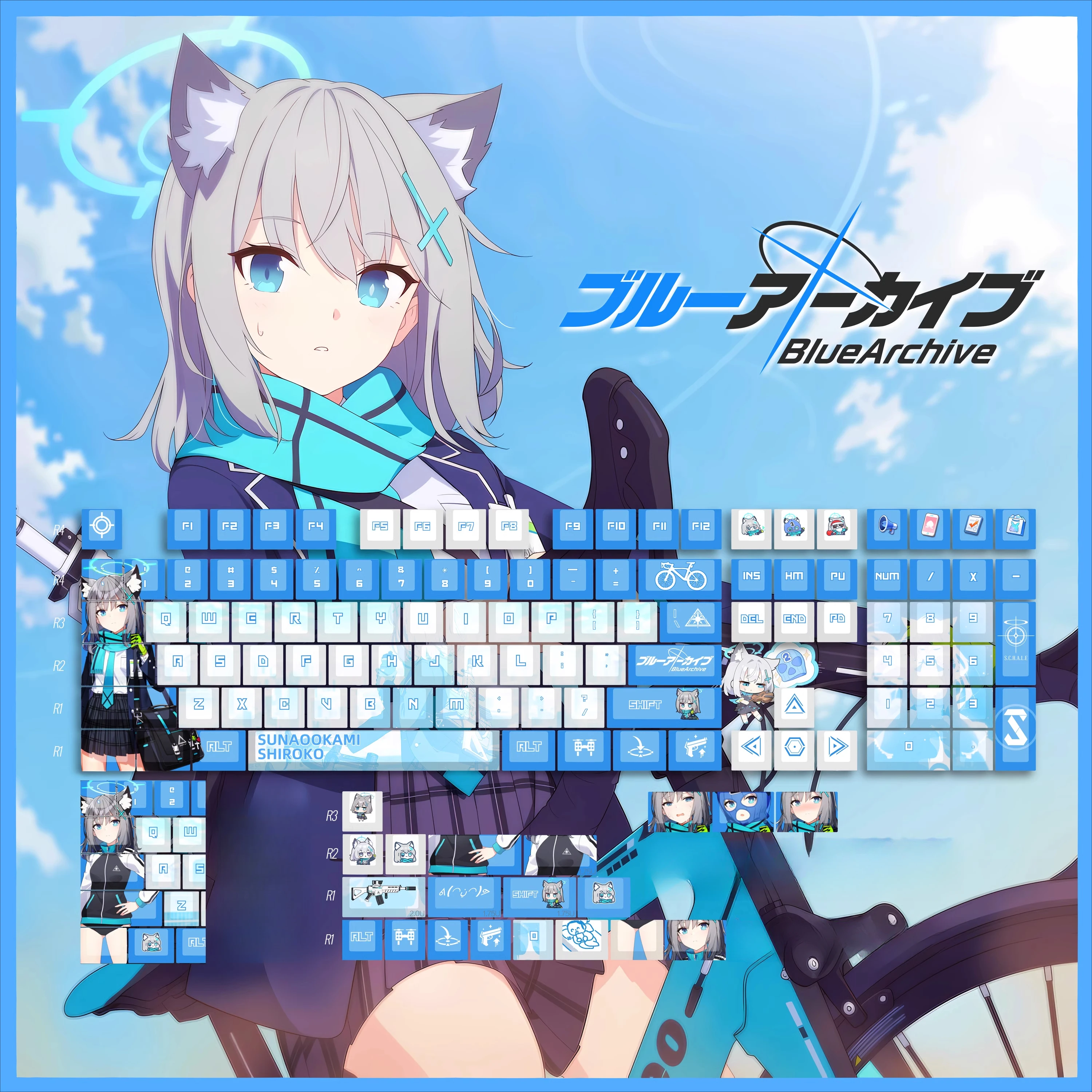 Blue Archive Sand Wolf Baizi 131 Keycaps PBT Keycaps Mechanical Keyboard Game Customization