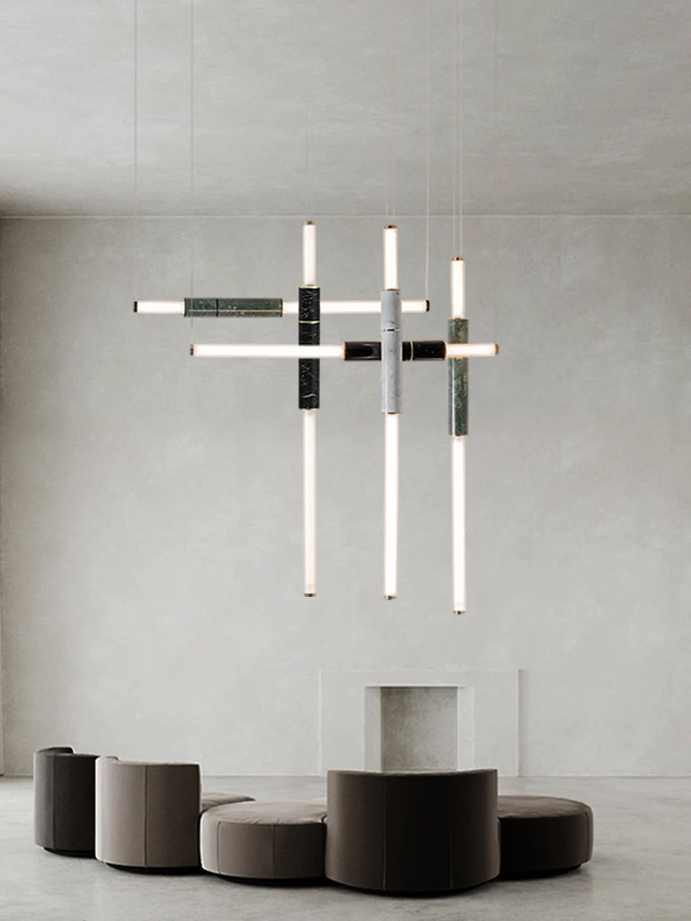 Dimmable LED Marble Linear Chandelier Alabaster