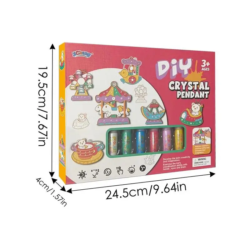 Crystal Painting Kit DIY Crystal Paint Arts And Crafts Drawing Toys Set Crystal Pendant Colored Paint Educational Toys For Kids