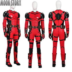 Movie 3 Superhero Wolverine Cosplay Cosutme Wade Winston Wilson Red Jumpsuit  Zentai Halloween Man Outfit Full Set