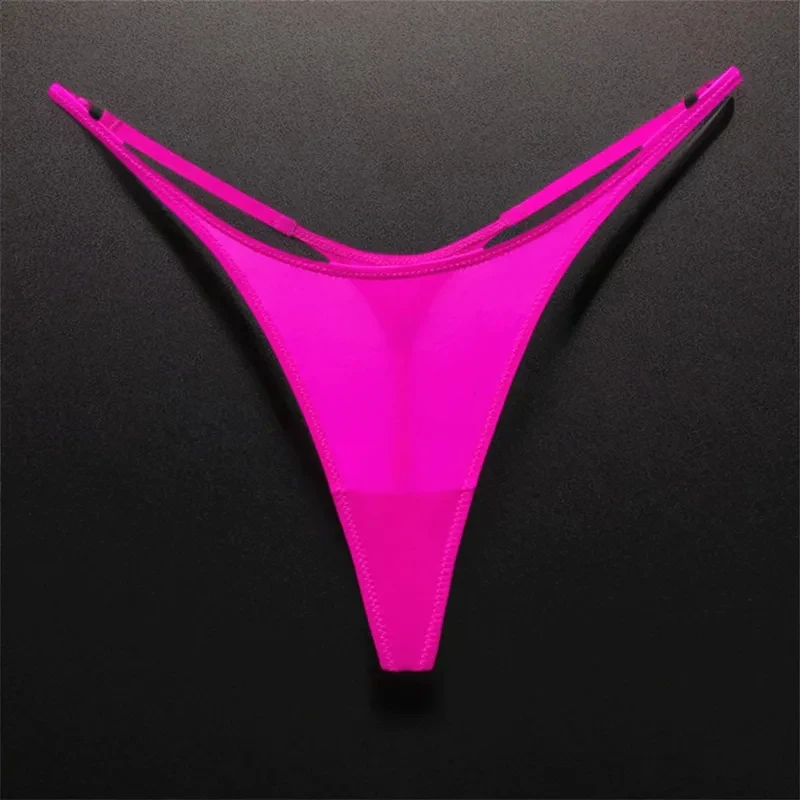 High Slit Women's Seamless Sexy Sporty Thong Rose Underwear Ladies Fitness Ice Silk Thin Straps G-strings Plus Size
