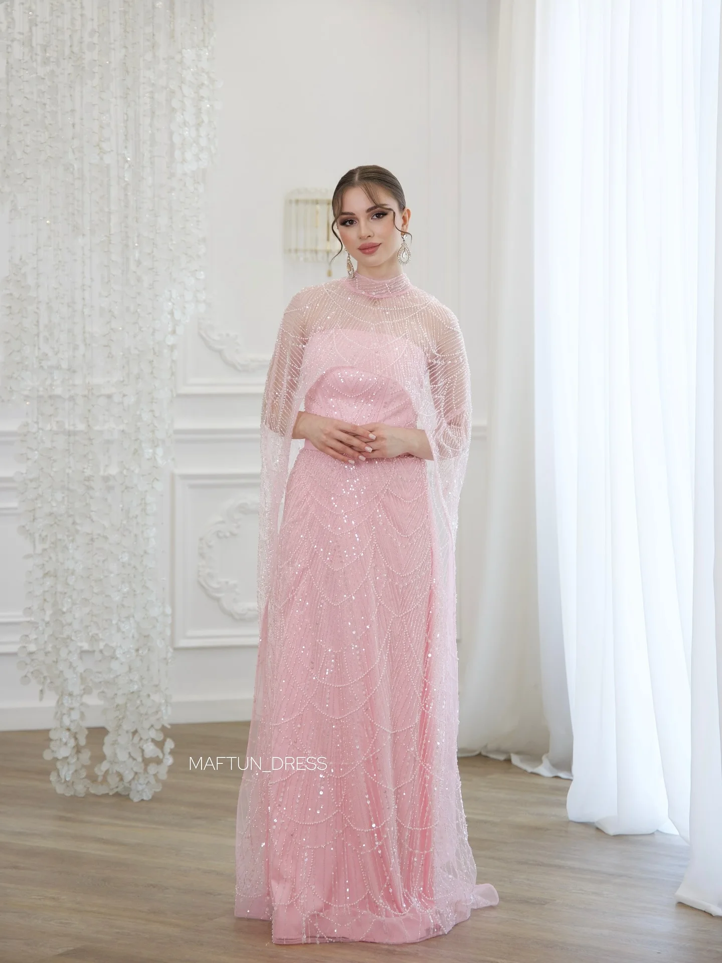 Mina Aangepaste kralen avondjurk Luxe elegante dames feestjurken voor speciale gelegenheden Sjaal Tube Top Pailletten Afneembaar