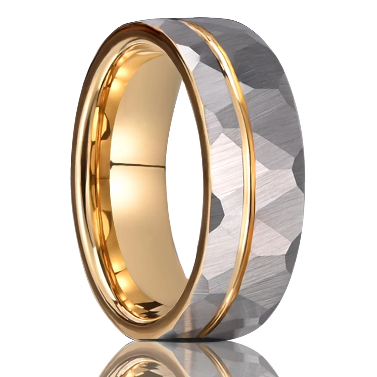 Anillos de carburo de tungsteno para hombre, anillos para mujer, lote de flores grises de 8mm, anillos de compromiso para hombre, ranura dorada esmerilada, ajuste cómodo