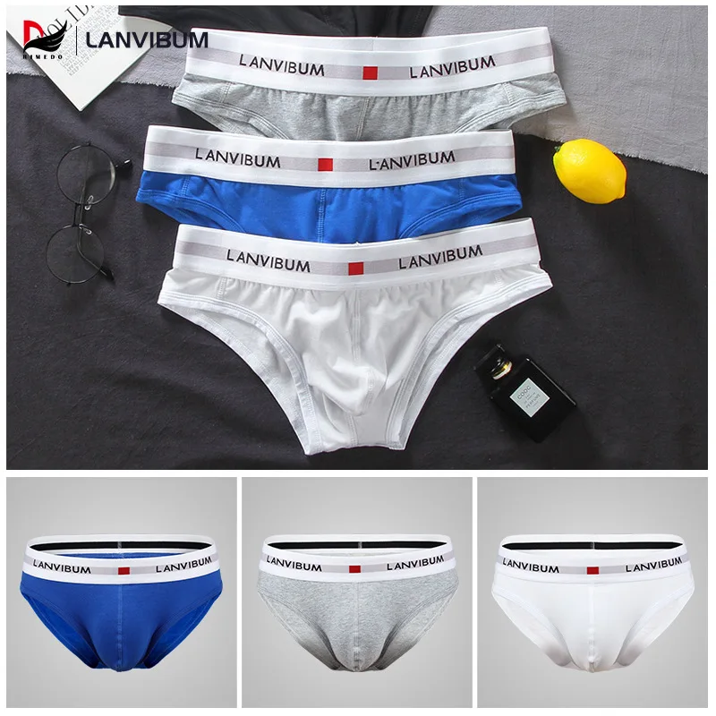 Men\'s Underwear Cotton Low Waist Elastic Sexy Loose Triangle Pants Summer Breathable Youth Pant Headband