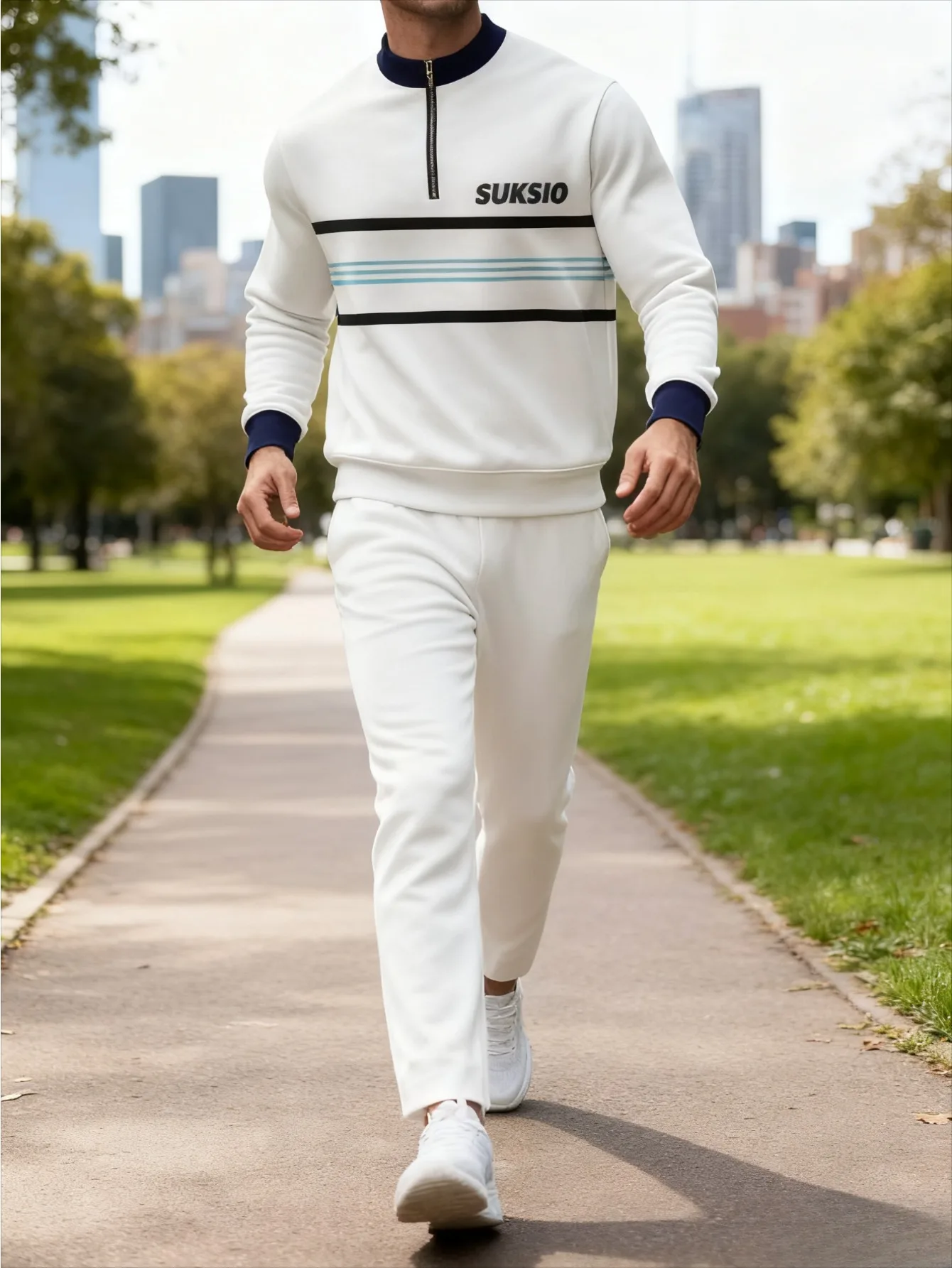 Conjunto de 2 piezas, conjunto deportivo de manga larga y pantalones largos a la moda para hombres europeos y americanos