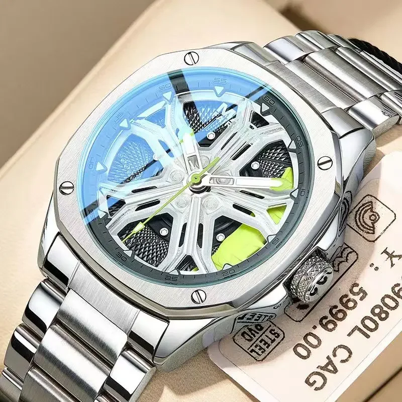 

Mark Fairwhale 5060 Fashion Steel Strip Quartz Men's Watch Rotating Wheel Dial Waterproof Luminous Watches for Men Reloj Hombre